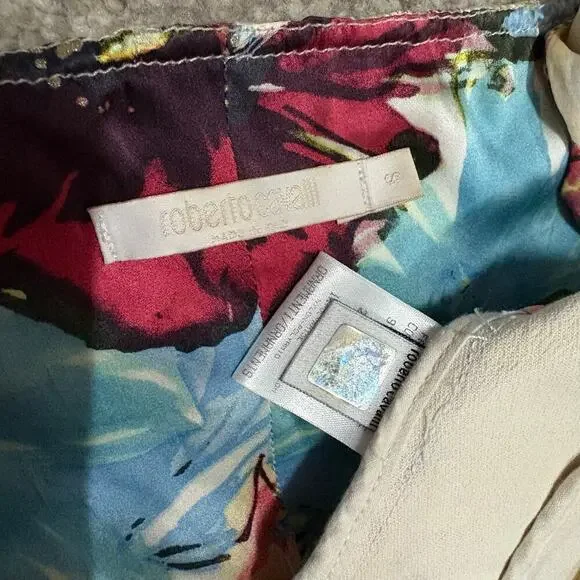 Roberto Cavalli S/S 2003 Bustier Corset Floral Abstract Denim Silk Top Vintage - Picture 9 of 12